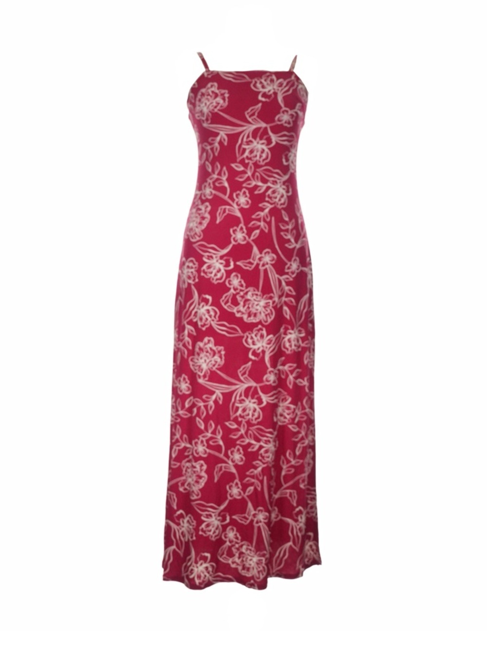 Gilli Red White Floral Midi Dress Square Neck Flowy Summer Slip Style M
